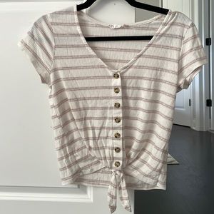 Pink rose v neck shirt size s/m